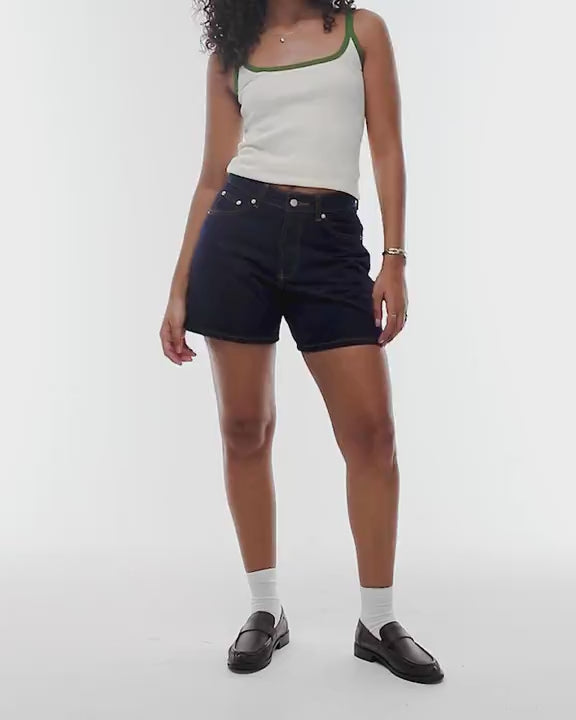 Topshop Hourglass denim Editor shorts in raw look indigo