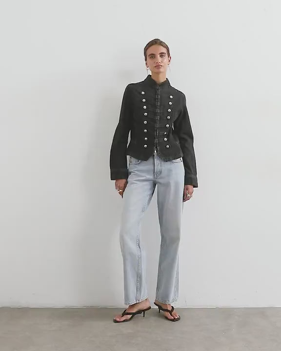 Topshop denim drummer jacket in wash black