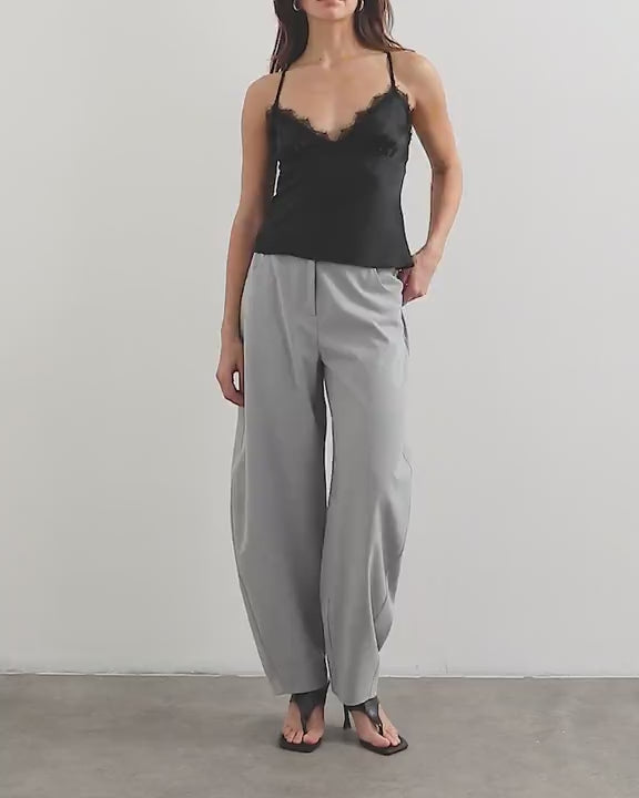 Topshop barrel leg trouser in grey stripe
