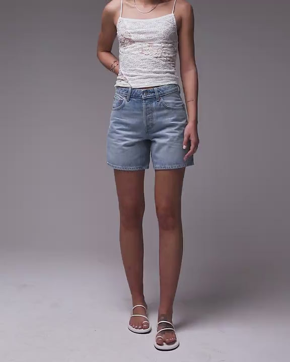 Topshop denim Editor shorts in bleach