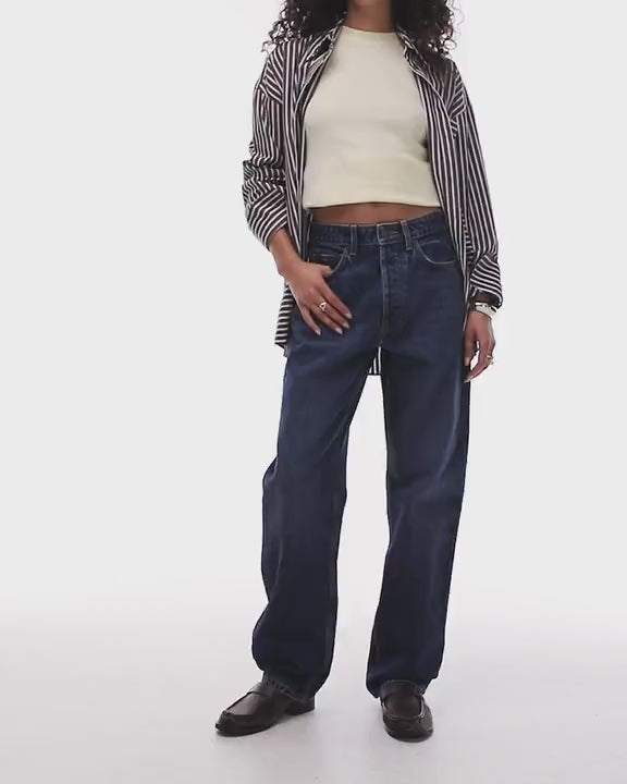 Topshop Kort high rise straight jean in rich blue