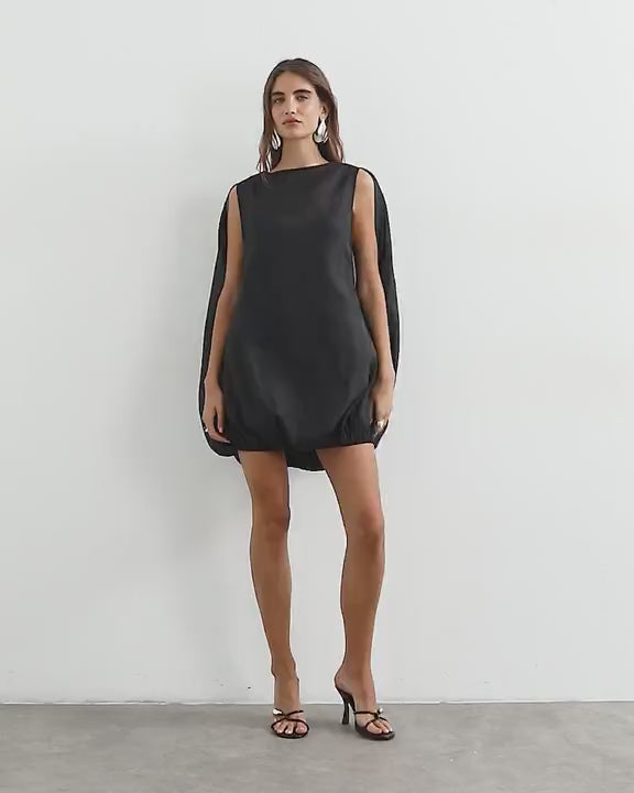 Topshop organza bubble hem mini dress in black