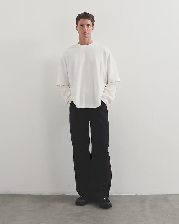 Topman relaxed fit layered t-shirt with waffle sleeve in ecru