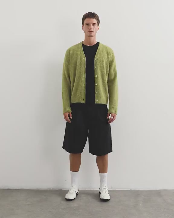 Topman classic fit brushed knitted cardigan in green