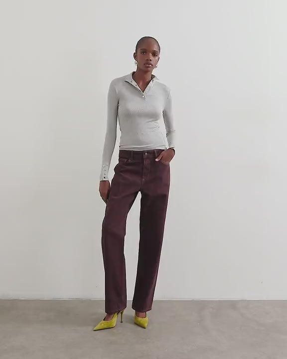 Topshop Vintage straight mid rise jean in aubergine