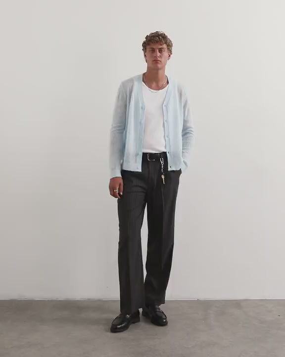 Topman classic fit sheer knit cardigan in light blue