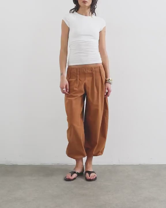 Topshop poplin balloon trouser in tan
