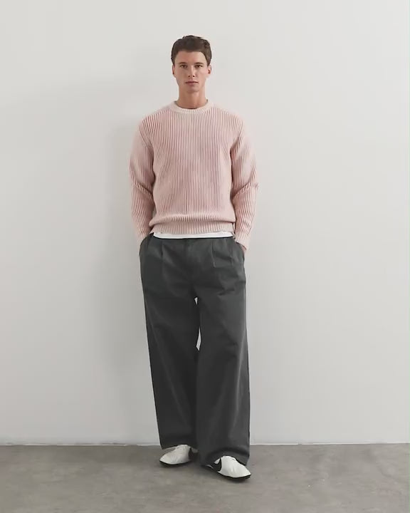Topman classic fit plaited fisherman knit jumper in pink