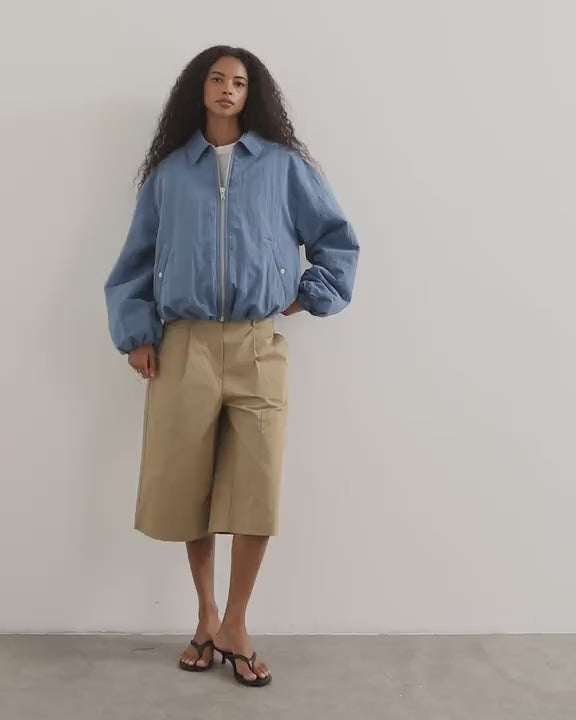 Topshop nylon bomber jacket in blue