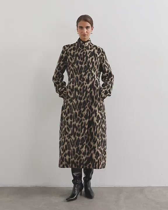 Topshop longline formal coat in animal print