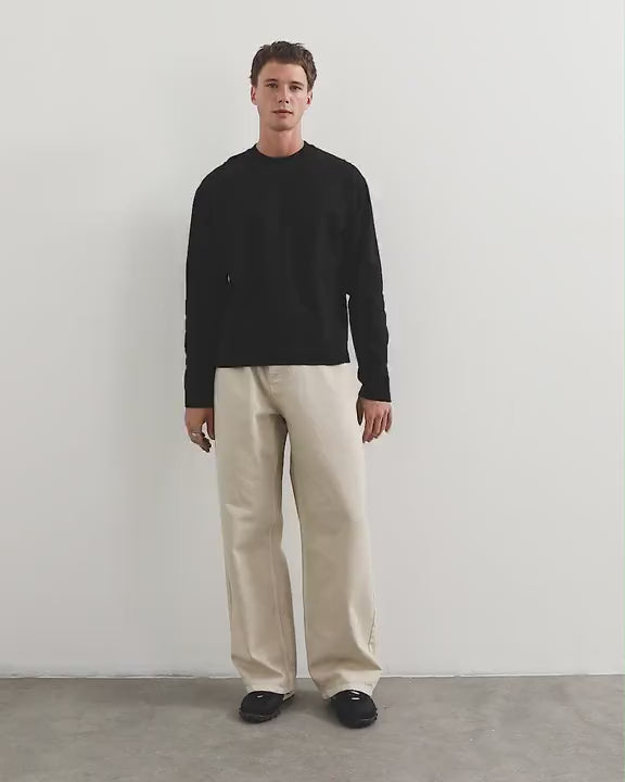 Topman relaxed fit crop long sleeve t-shirt in black