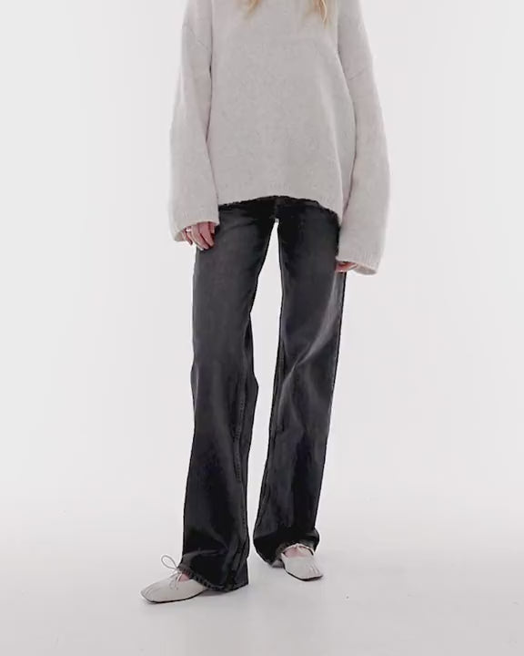 Topshop Tall Ember low rise straight leg jean in washed black
