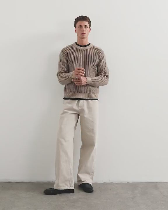 Topman classic fit plaited fisherman knit jumper in oatmeal
