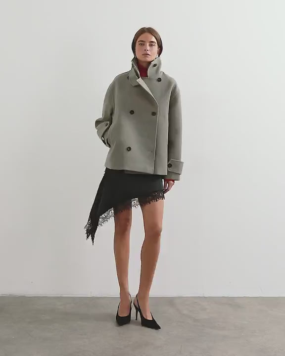 Topshop funnel neck wool jacket in grey
