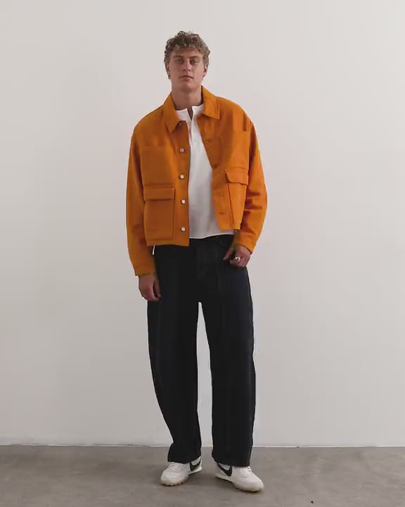 Topman oversized fit twill harrington jacket in washed burnt orange
