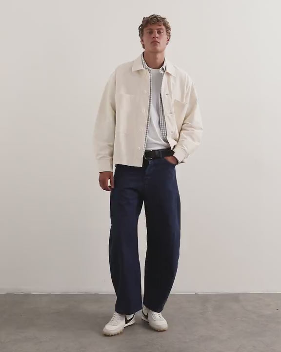 Topman oversized fit twill jersey shacket in ecru