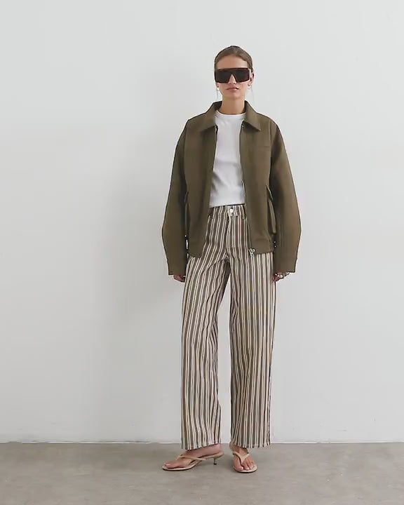 Topshop faux leather oversized bomber jacket in brown