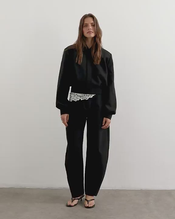 Topshop tailored bubble barrel leg trouser in black