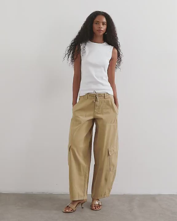 Topshop tie waist cargo trouser in brown