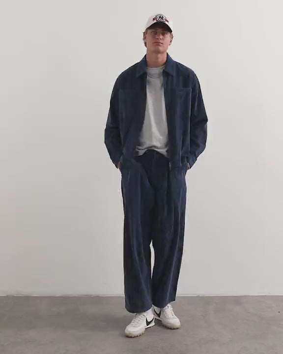Topman relaxed fit crop washed cord overshirt in washed blue