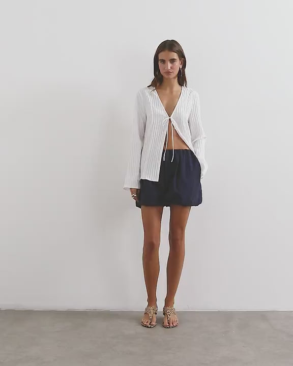 Topshop techy bubble hem shorts in navy