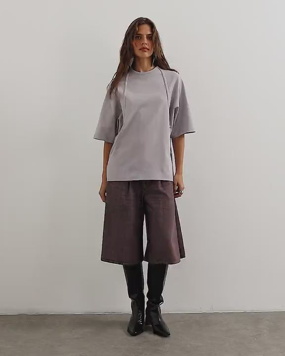 Topshop X Cara open back tee in grey