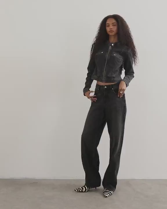Topshop 90s fitted jacked in washed black 