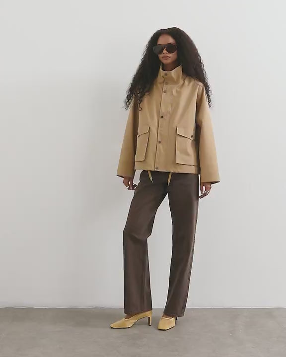 Topshop bubble hem trench in stone