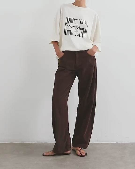 Topshop Barrel mid rise jean in chocolate cord