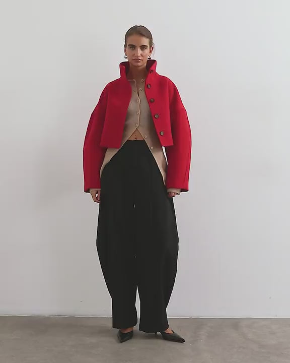 Topshop cropped formal coat in red