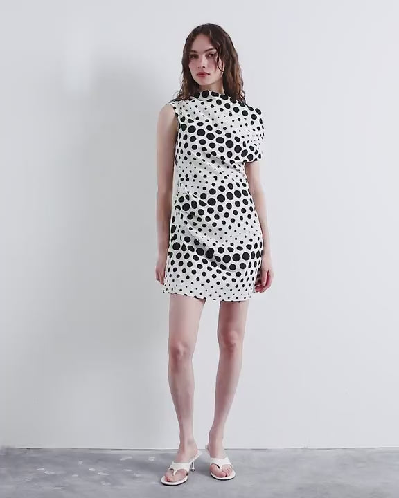 Topshop drape detail clean mini dress in abstract spot