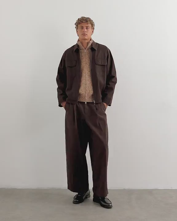 Topman balloon fit herringbone twill trouser in brown
