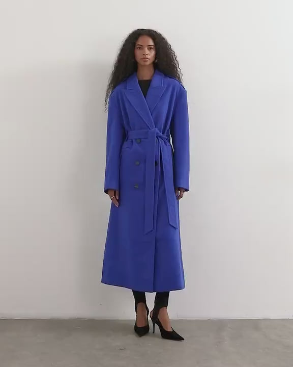 Topshop long line formal coat in blue