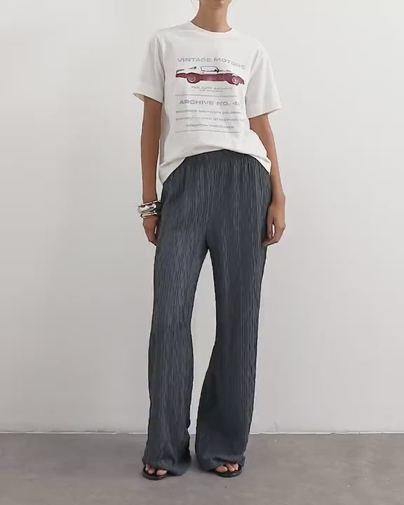 Topshop plisse jersey wide leg trouser in slate