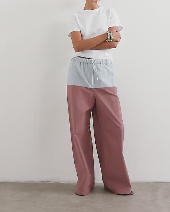 Topshop co ord colour block wide leg trouser in blue and mauve