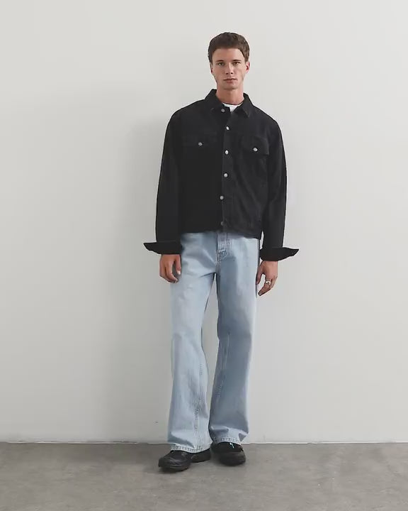 Topman classic western denim jacket in washed black