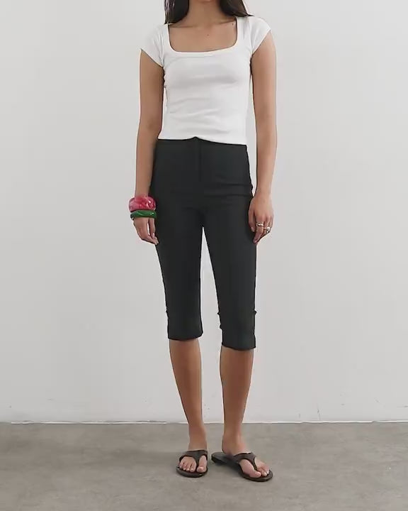 Topshop regular capris in black