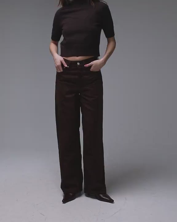 Topshop faux suede column jean in brown
