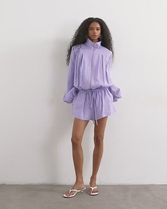 Topshop modal funnel neck jacket in lilac