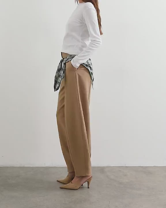 Topshop co ord contrast check wrap barrel trouser in navy