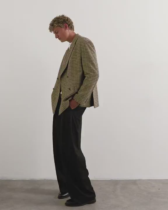 Topman oversized fit textured check double breasted blazer with wool blend in brown