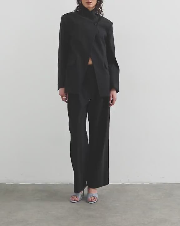 Topshop triple pleat trouser in black