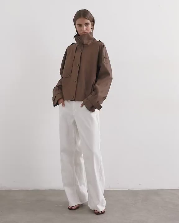 Topshop cropped trench in brown