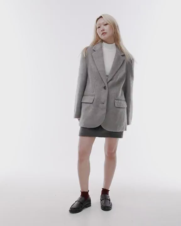 Topshop Petite brushed wool blazer in grey