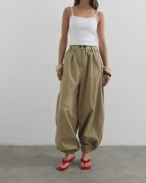 Topshop check extreme balloon trouser in neutral