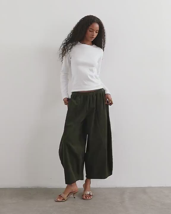 Topshop cord mid length ovoid trouser in green