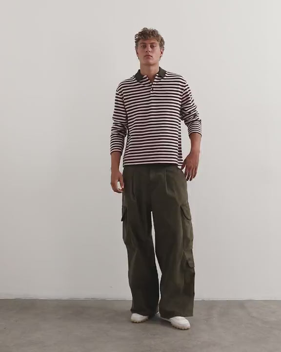 Topman relaxed fit crop brushed polo with stripe in pink