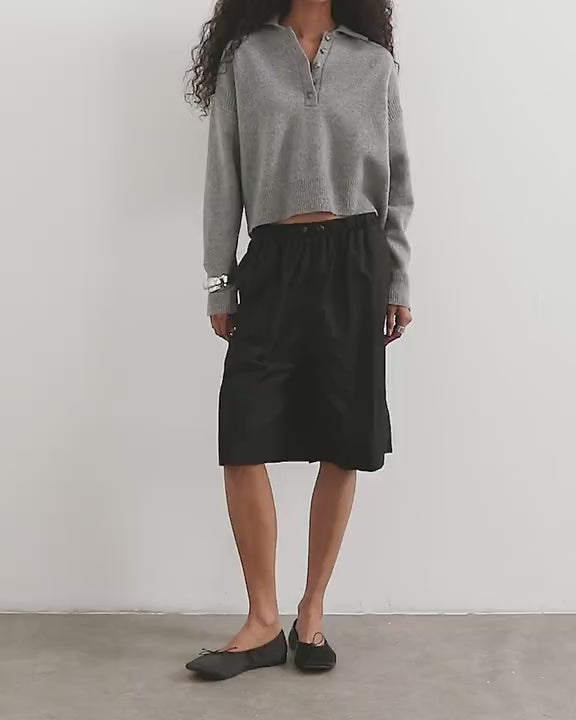 Topshop ripstop short with toggle detail in black