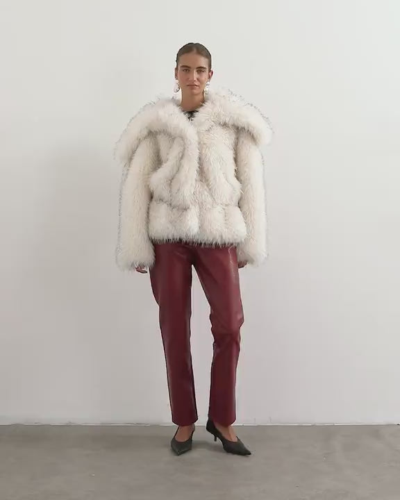 Topshop faux fur short coat in white