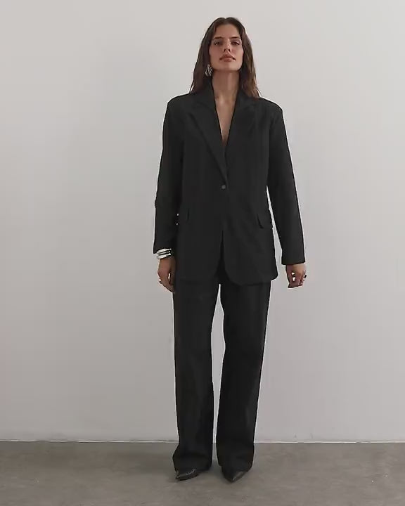 Topshop X Cara oversized pinstripe denim co-ord blazer in indigo